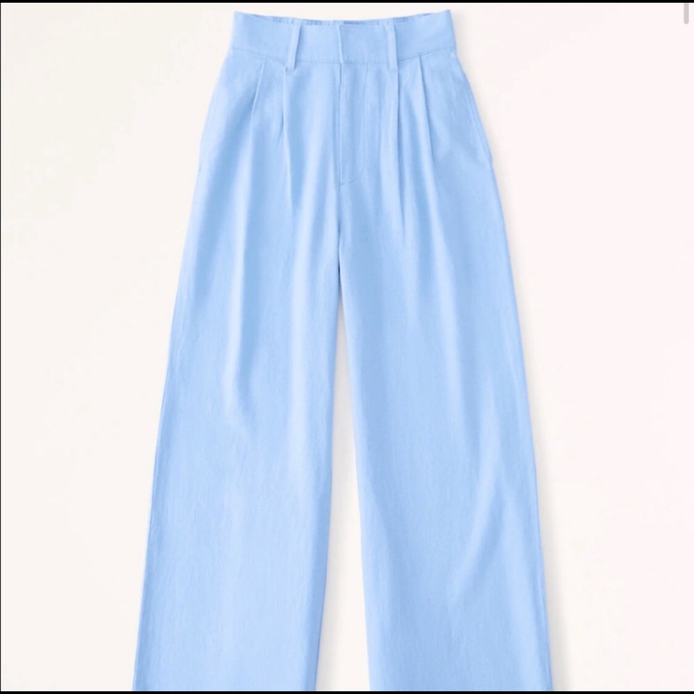 ISO ABERCROMBIE RESORT LINEN BLEND WIDE LEG PANTS IN BLUE - SIZE SM OR MD PLZ